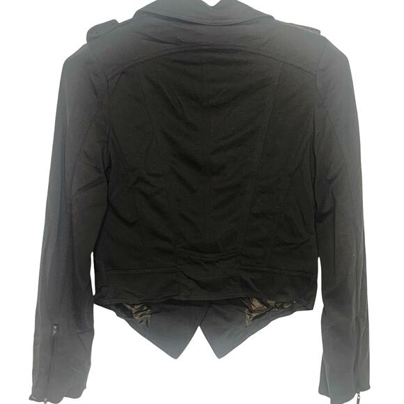 NEW Cecico Military Jacket Blazer M Charcoal Womens Band Cropped Zip Front Biker - Picture 2 of 11
